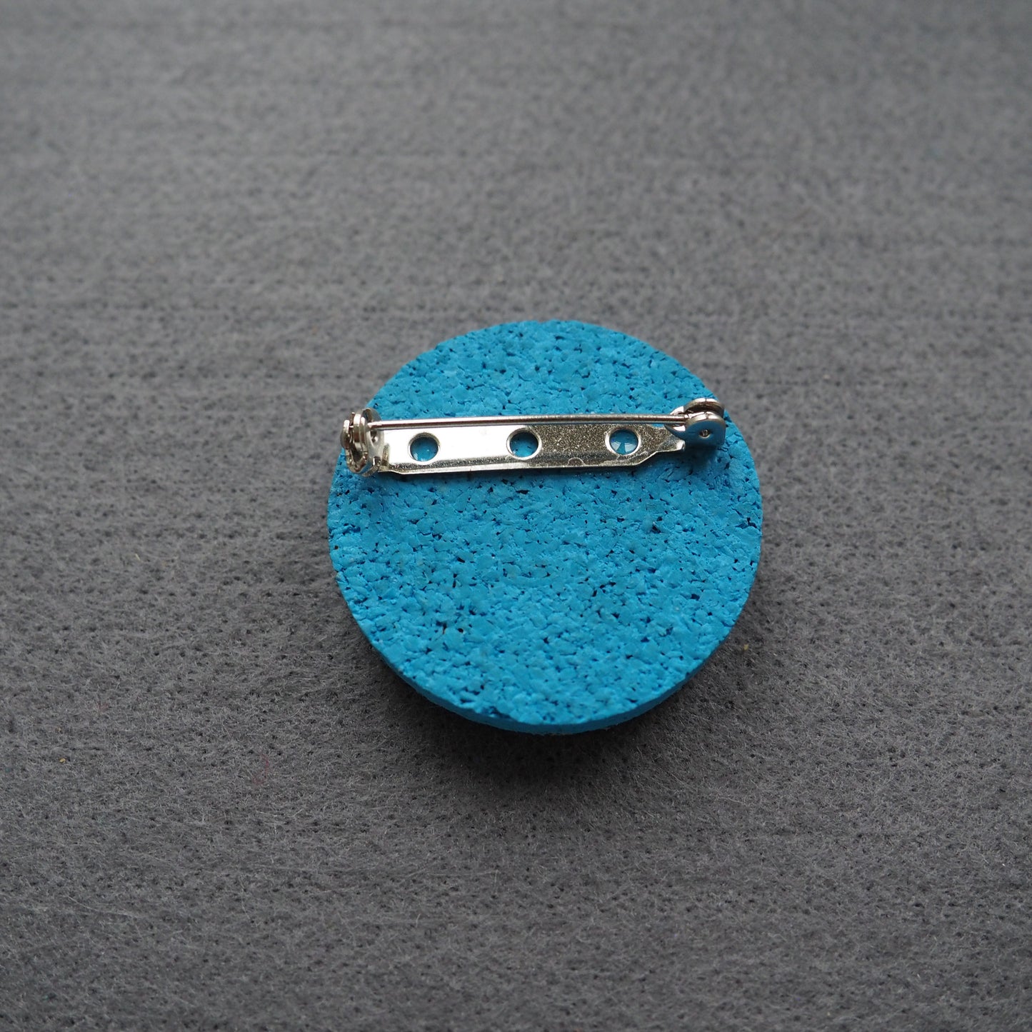Handmade Printed Linen and Cork Brooch - Net Design - Batch 1 Number 7