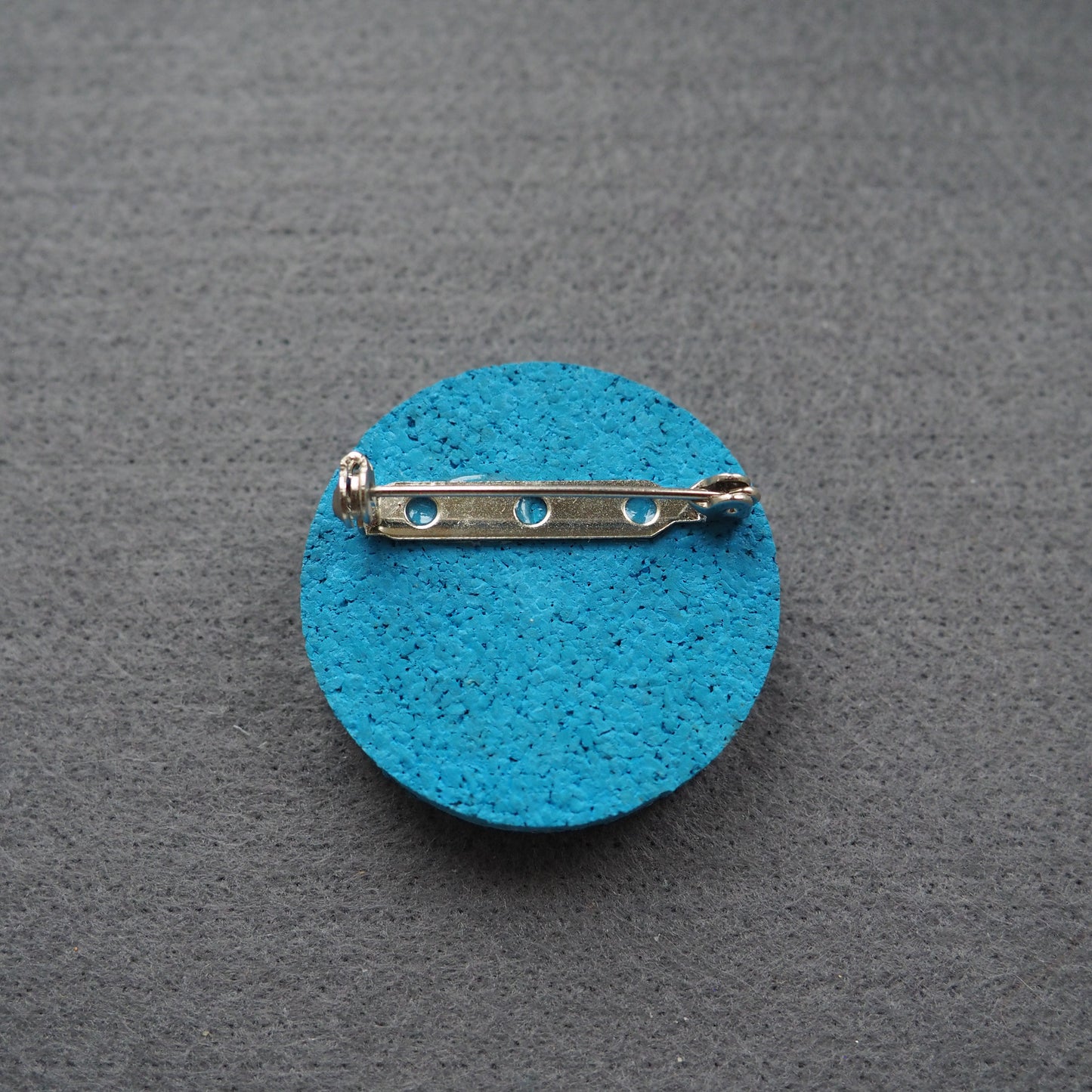 Handmade Printed Linen and Cork Brooch - Net Design - Batch 1 Number 4