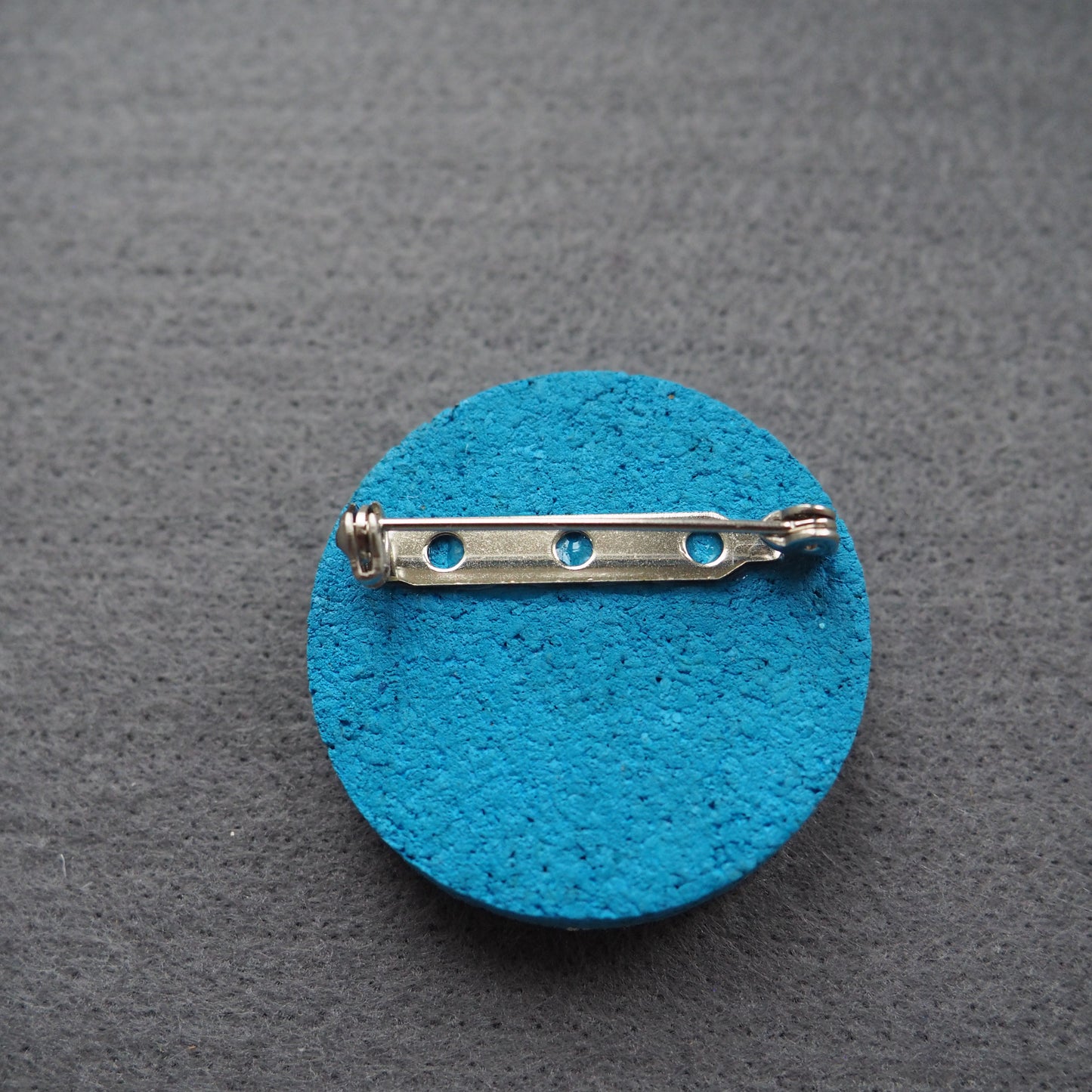 Handmade Printed Linen and Cork Brooch - Net Design - Batch 1 Number 1