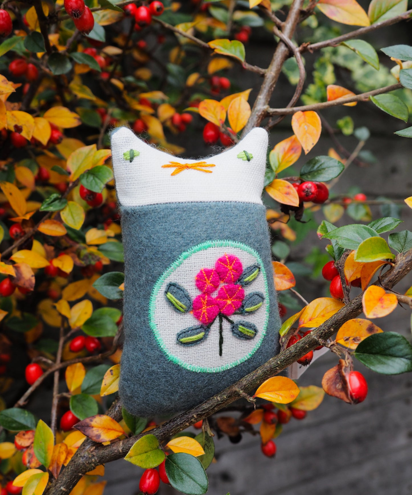 Handmade Kitten Doll - Winter Berries Series - Cotoneaster