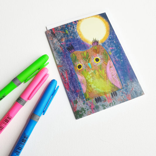 Wise Owl Greeting Card - Cute Blank Card
