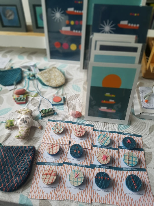 A selection of handmade accessories and gifts by Scottish artist and craft maker Julia Laing.g