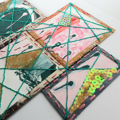 Geometric Paper Textile Art - Patches and Pins, Number Two