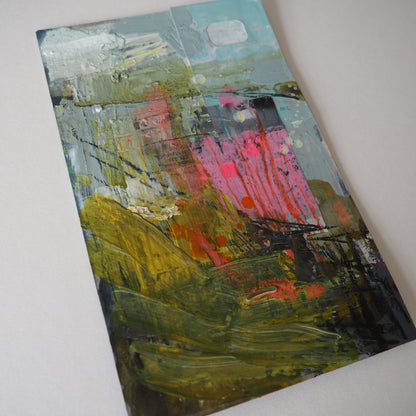 Mixed-Media Landscape on Recycled Card, 'In the Most Unexpected Places'