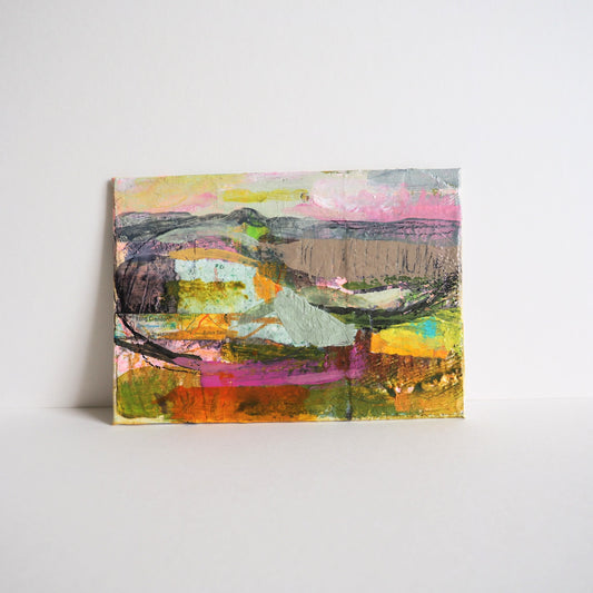 Small Mixed-media Abstract Landscape Artwork 'A Brighter Day'