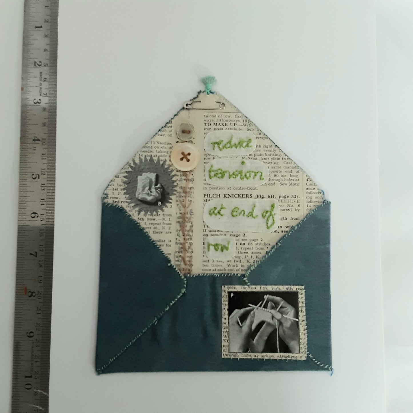 Textile Art Envelope With Hand Embroidery