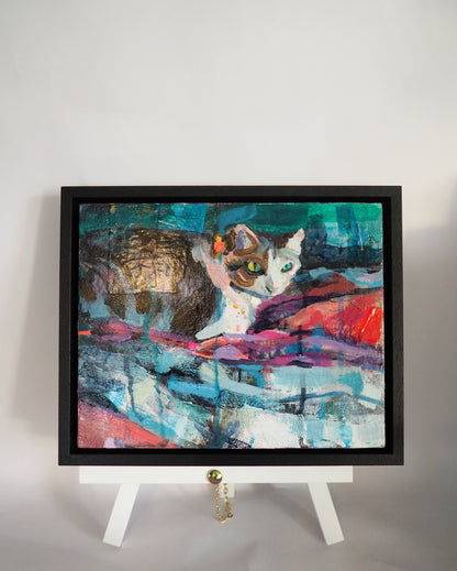 Framed Cat Painting 'Marco in the Evening Light'