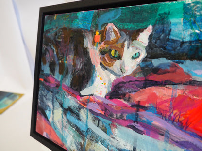 Framed Cat Painting 'Marco in the Evening Light'