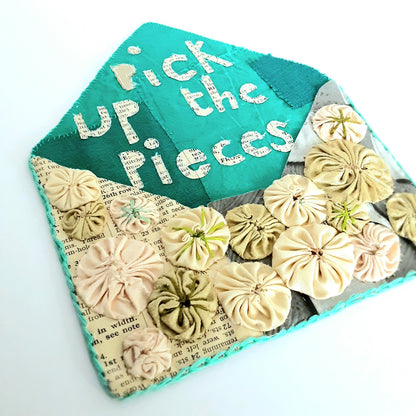 Intricate Textile Art Envelope With Hand Stitching - Pick Up The Pieces