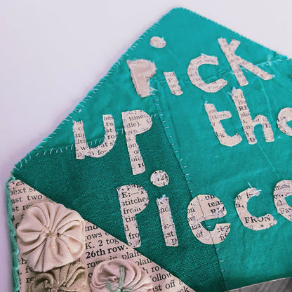 Intricate Textile Art Envelope With Hand Stitching - Pick Up The Pieces