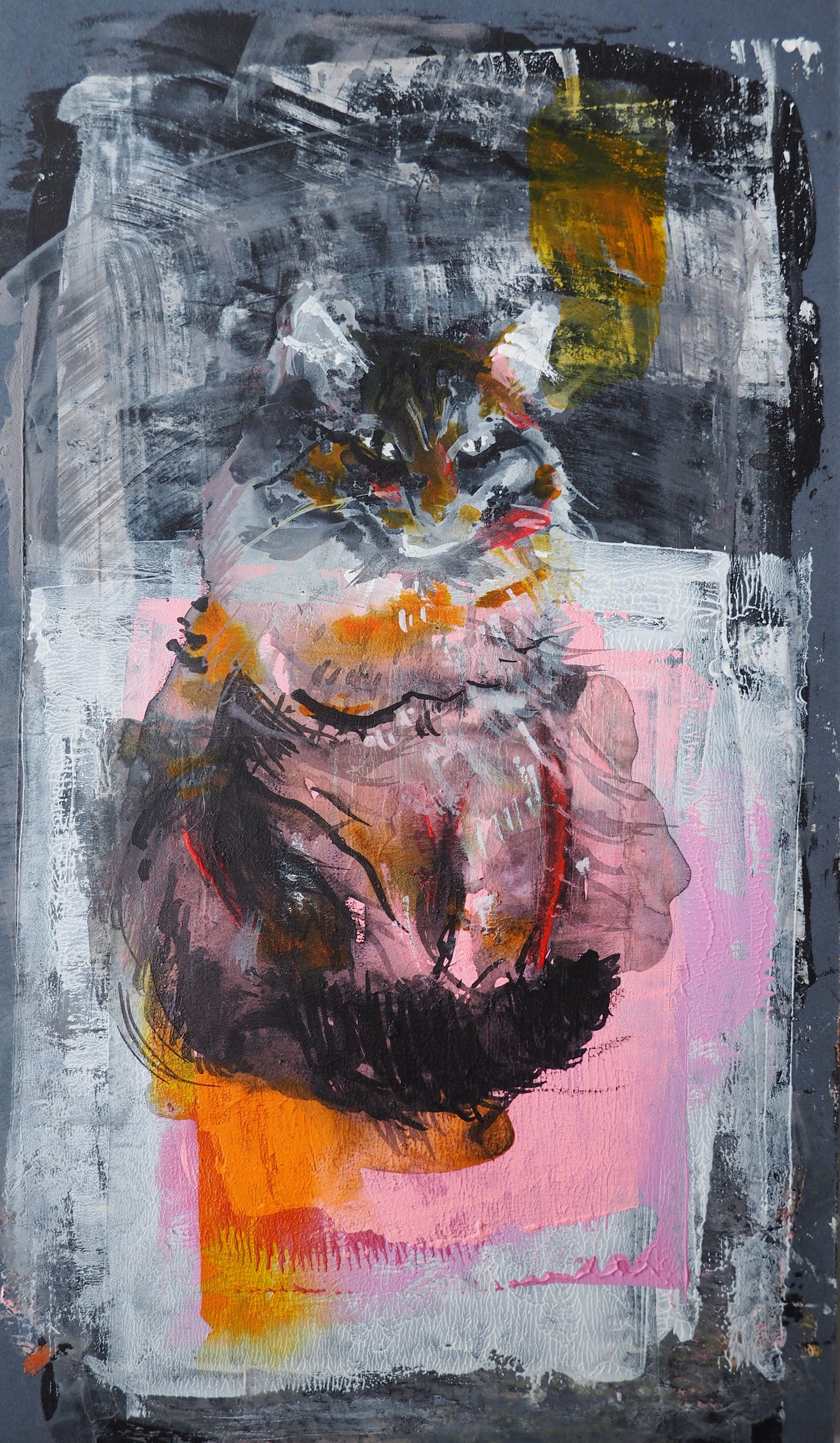 Cat on a Mat Too, Original Painting in Acrylics on Card