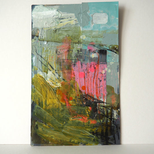 Mixed-Media Landscape on Recycled Card, 'In the Most Unexpected Places'