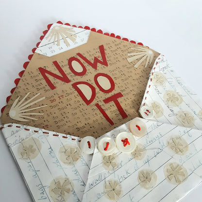 Mixed-Media Envelope With Hand Stitch and Buttons - Now Do It