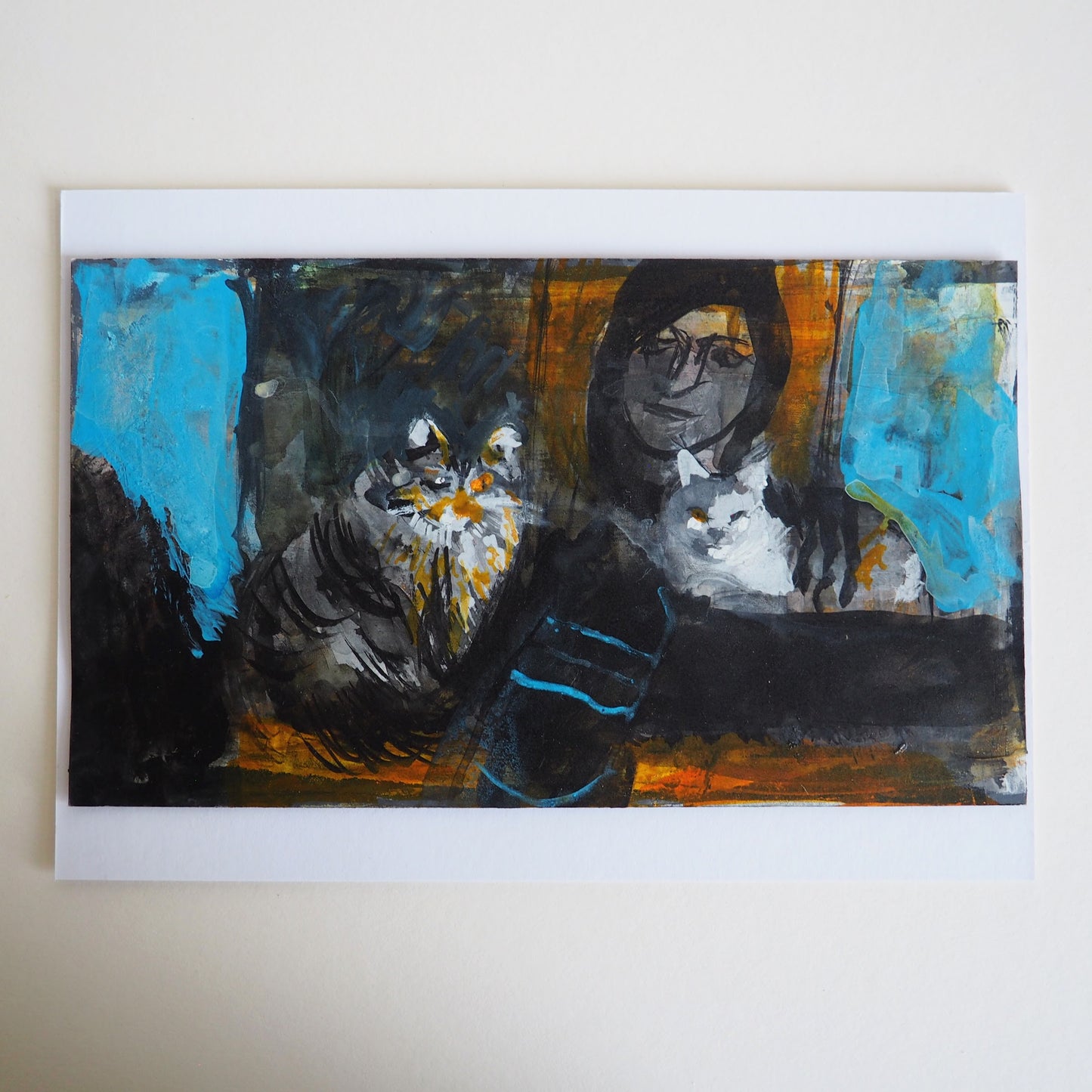 Small Painting of Cats  'Two Cats Watching'