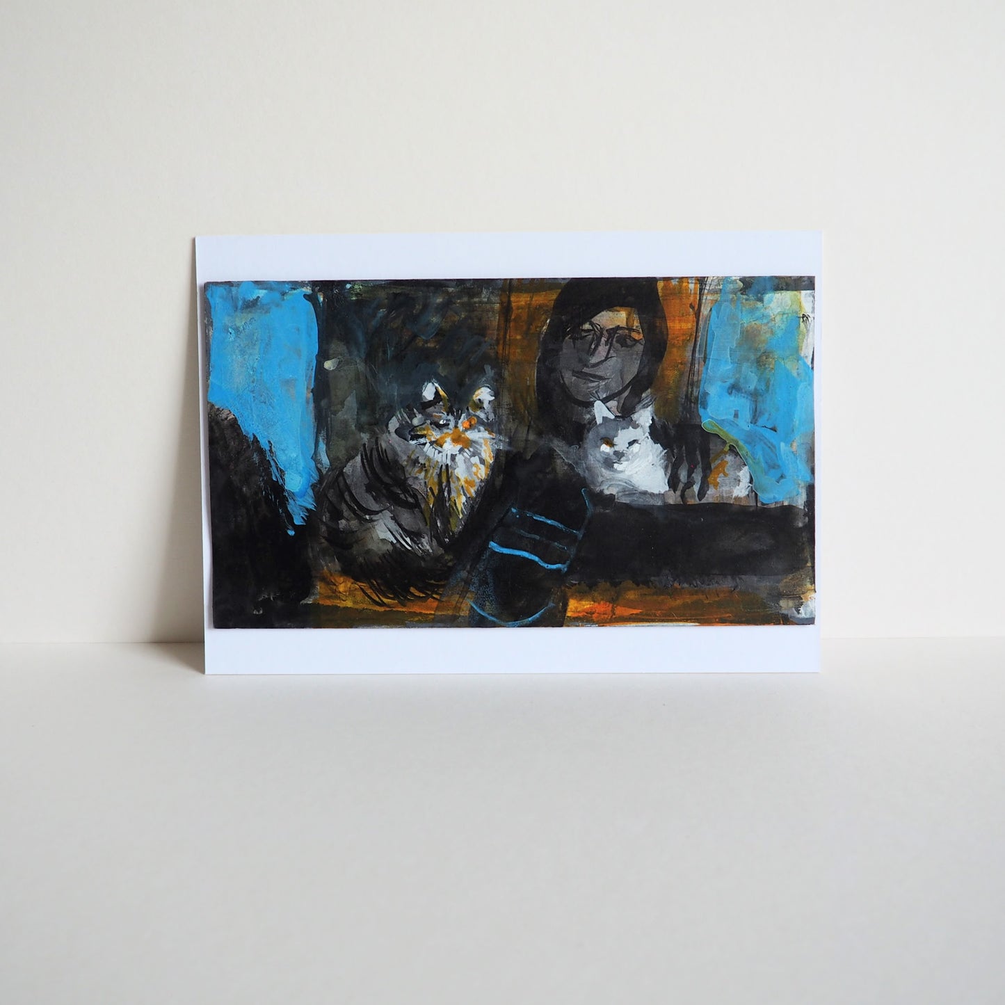 Small Painting of Cats  'Two Cats Watching'