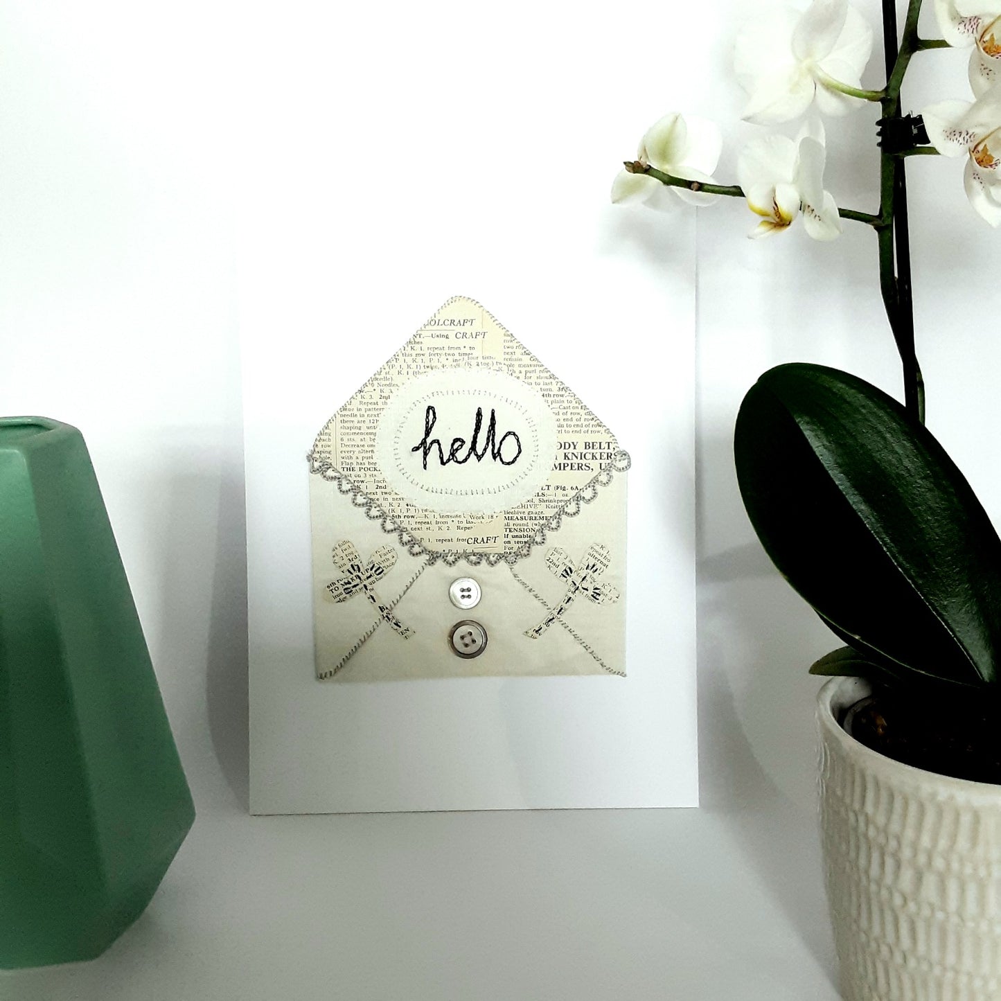 Hello Textile-art Silk Envelope