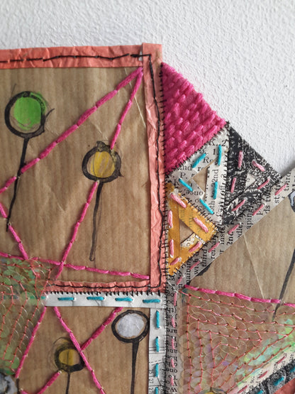 Geometric Paper Textile Art - Patches and Pins Number One