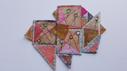 Geometric Paper Textile Art - Patches and Pins Number One