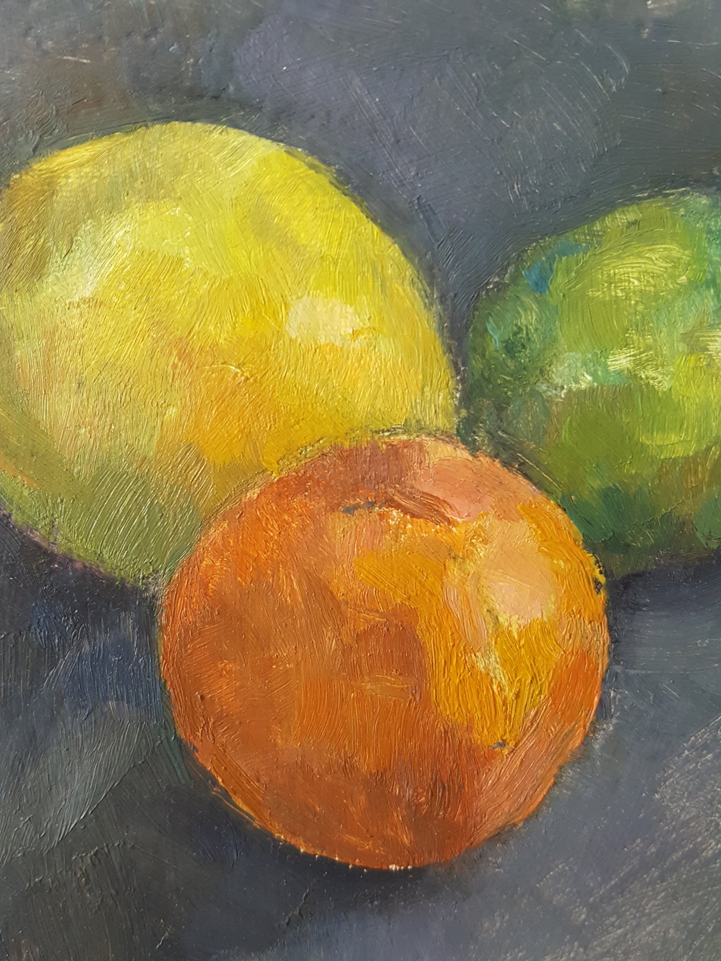 Citrus Still-life - Small Oil Painting On Canvas