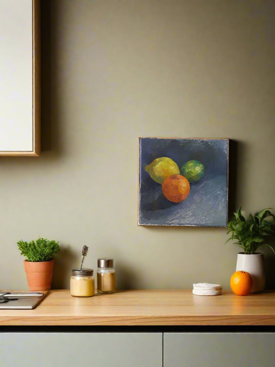 Citrus Still-life - Small Oil Painting On Canvas