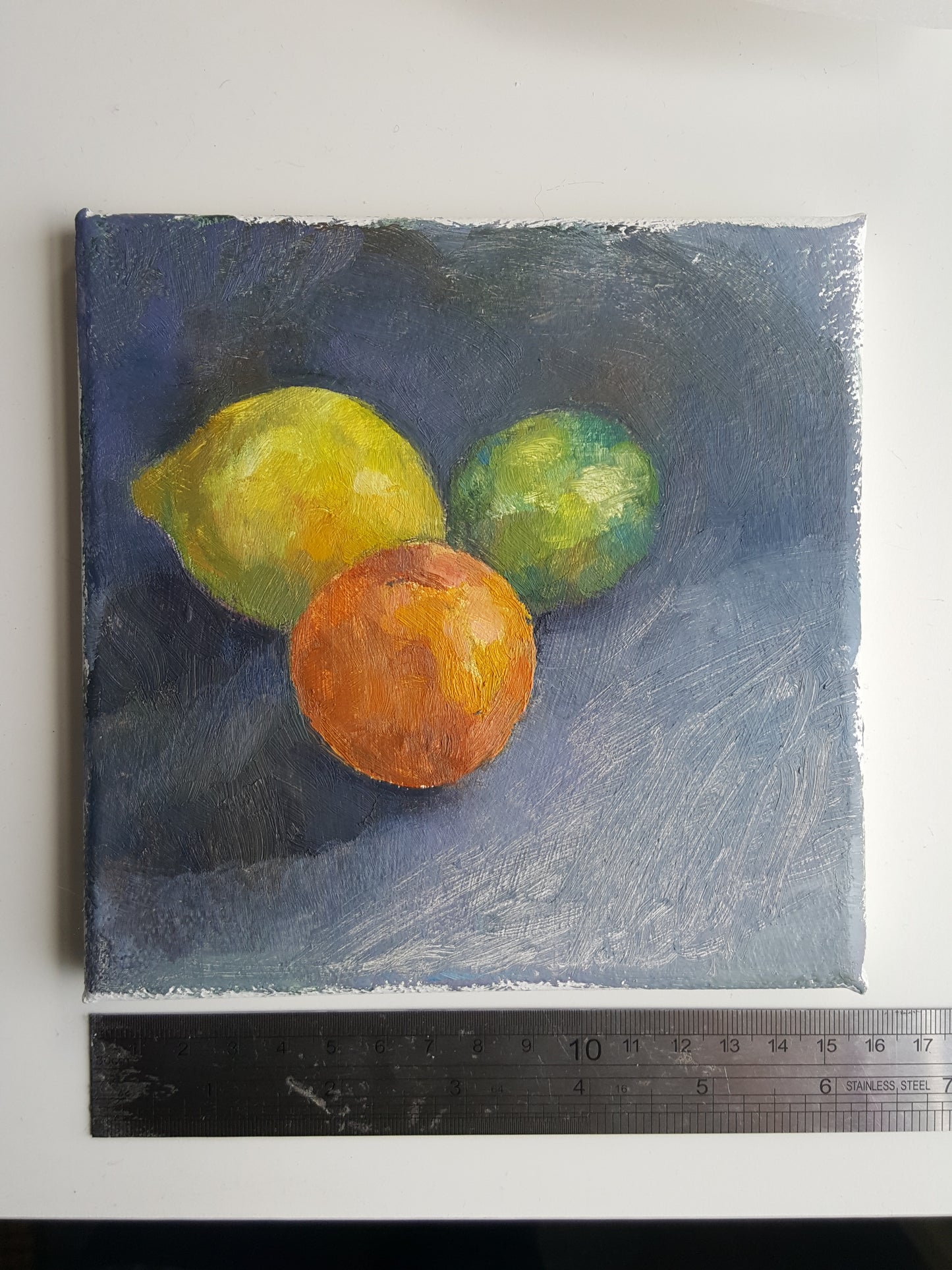Citrus Still-life - Small Oil Painting On Canvas