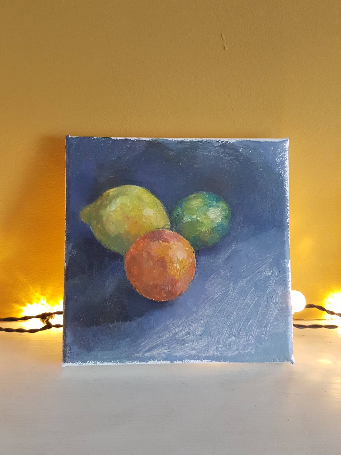 Citrus Still-life - Small Oil Painting On Canvas