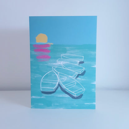 Ghost Boats Greeting Card by Julia Laing.