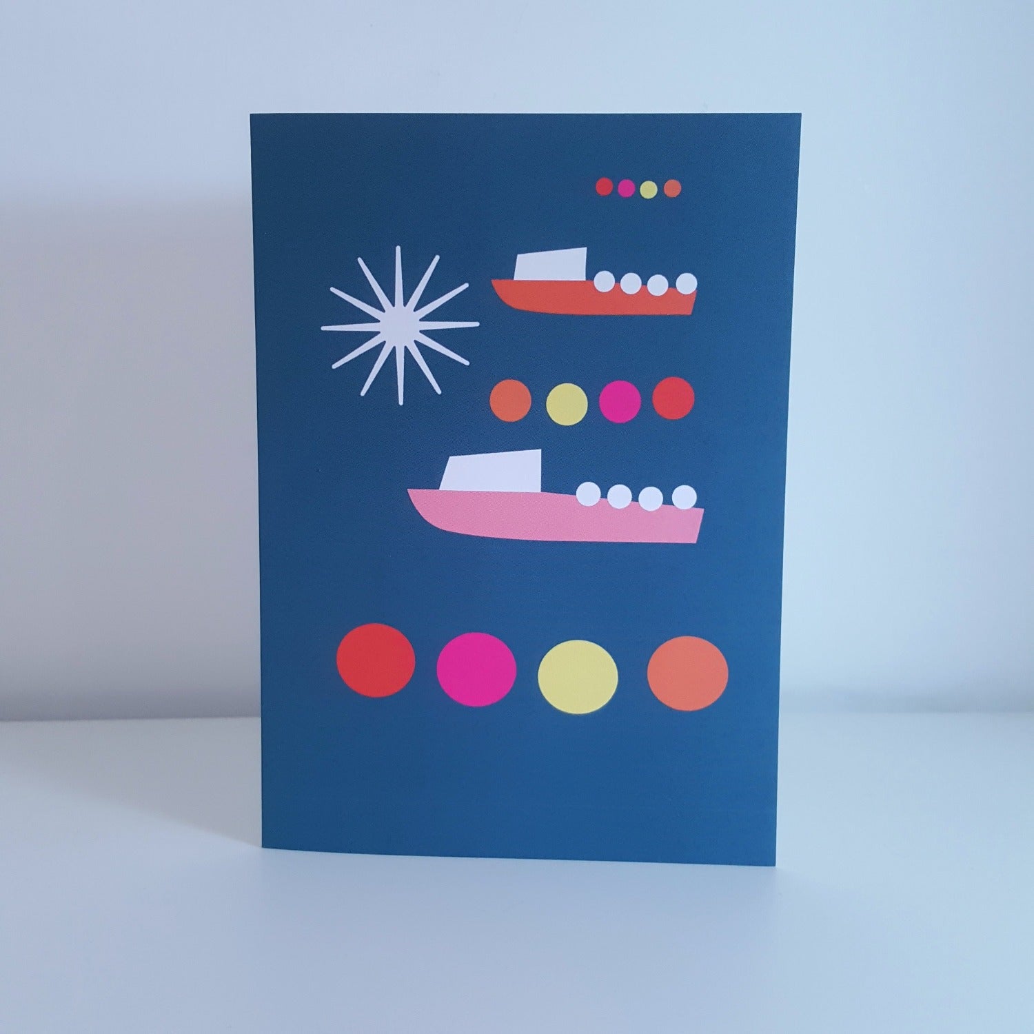 Boats by Moonlight Greeting Card by Julia Laing