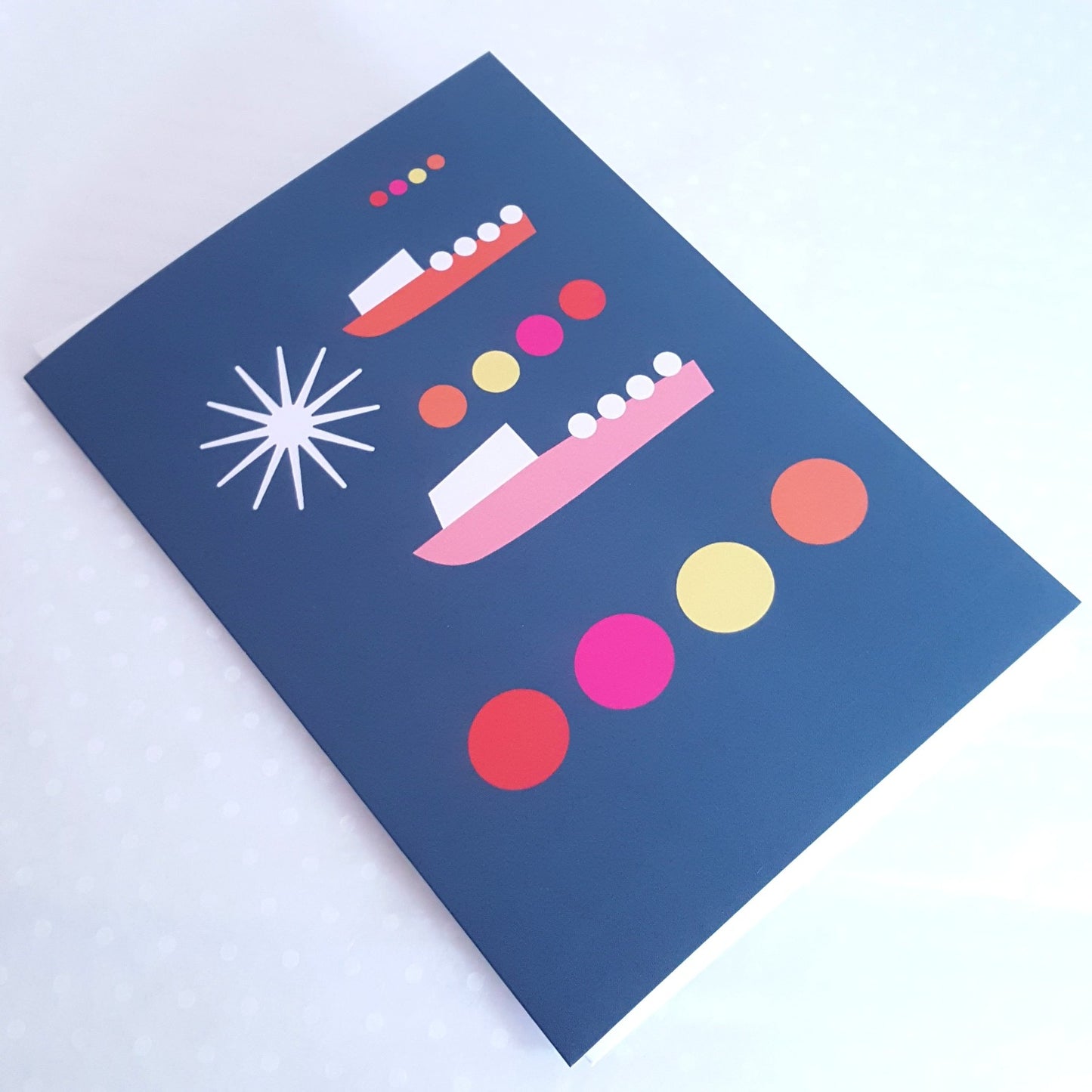 Boats by Moonlight greeting card by Julia Laing Studio.