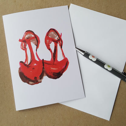 greeting card with red shoes design