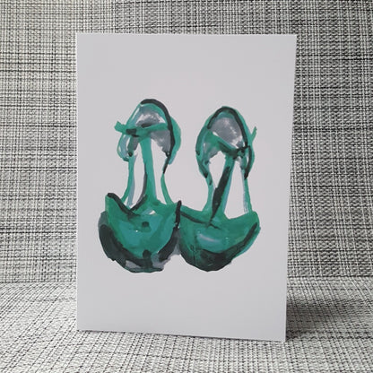 Green t bar shoes greeting card