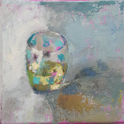 Painting of Lime Juice in A Tumbler . Acrylic on canvas by Julia Laing (c)2021