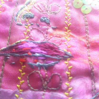 embroidery detail of lips