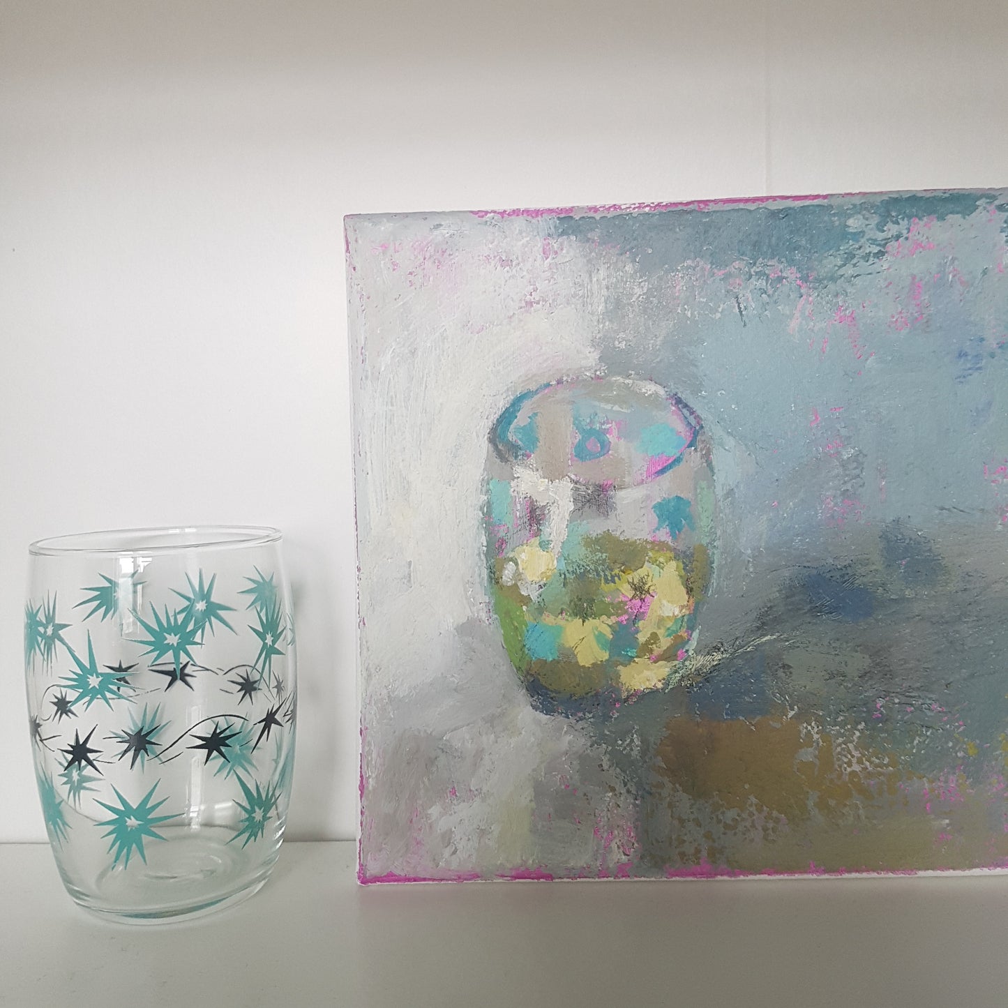 Lime Juice in a Tumbler - Small Acrylic Painting On Canvas