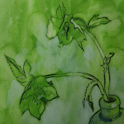 Green Hellebore - Original Painting A4 Size