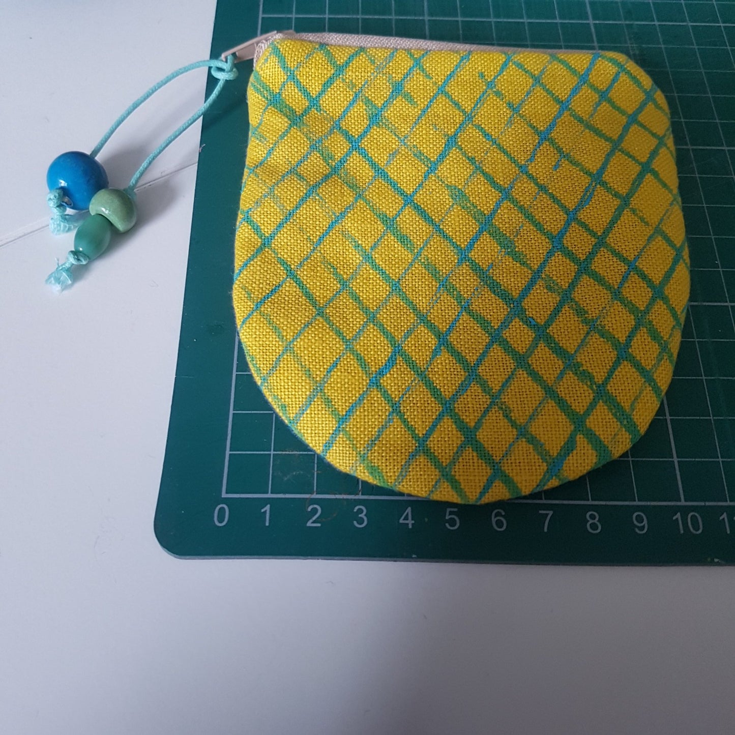 Yellow Hand-printed Linen Coin Purse - Creels Design - Batch 1, number 2