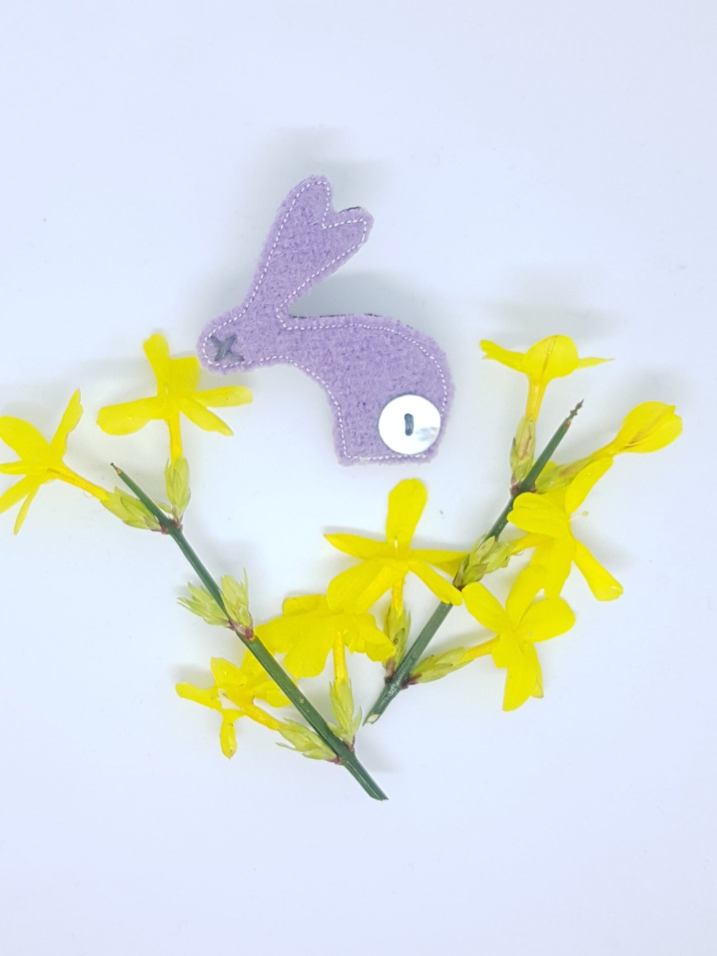 Lilac wool bunny brooch