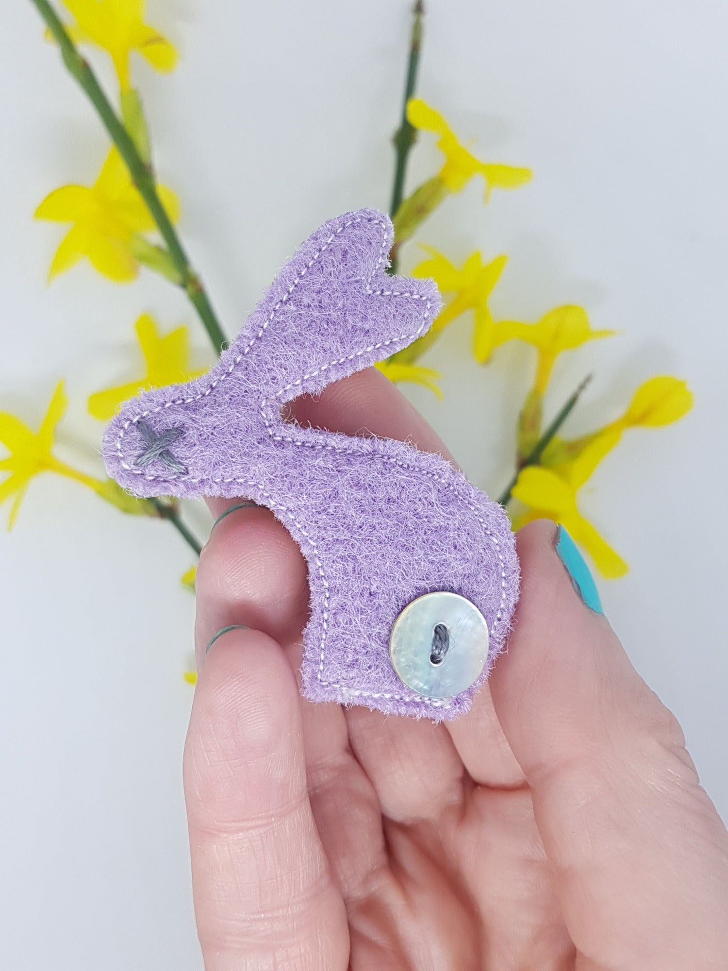 Lilac wool rabbit brooch