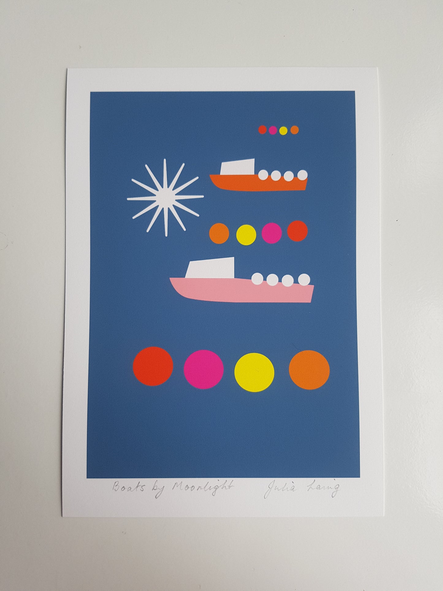 Boats by Moonlight - A5 Retro Nautical Giclee Print