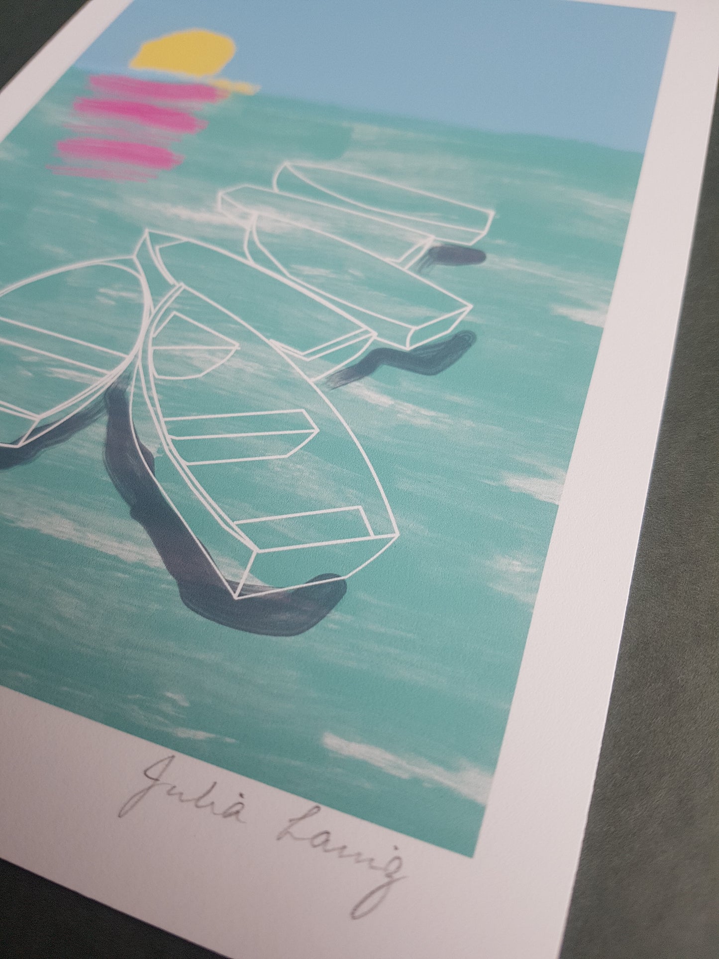 Dysart Boats - A5 Retro Seascape Giclee Print