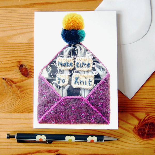 Greetings Card - Make Time To Knit