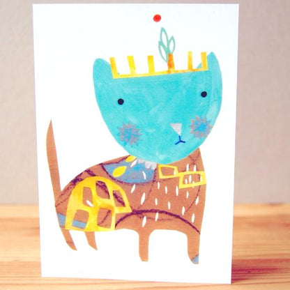 Greetings Card - Turquoise Kitty