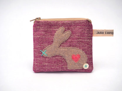 Coin Purse - Pink Chenille, Rabbit Design