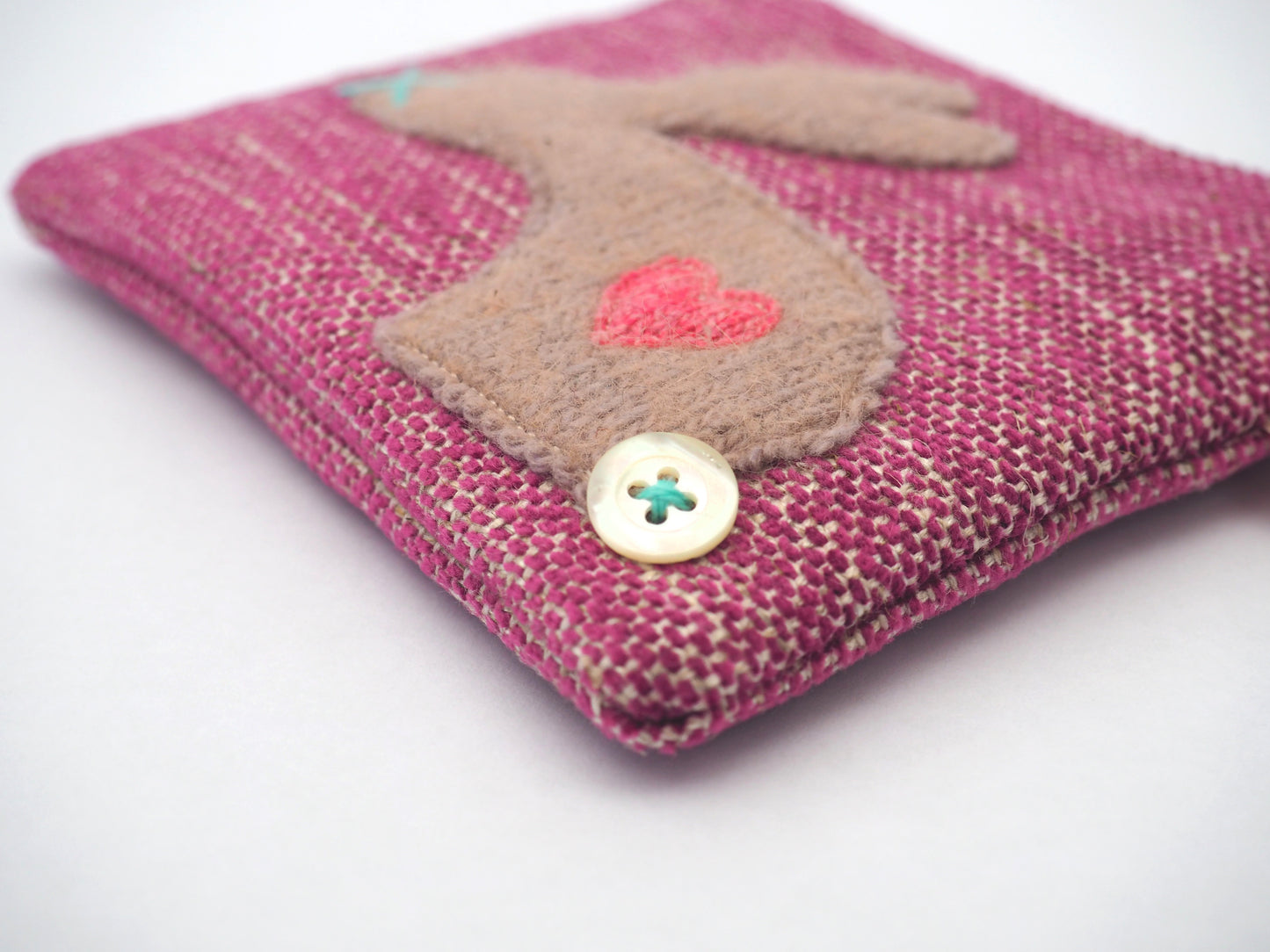 Coin Purse - Pink Chenille, Rabbit Design