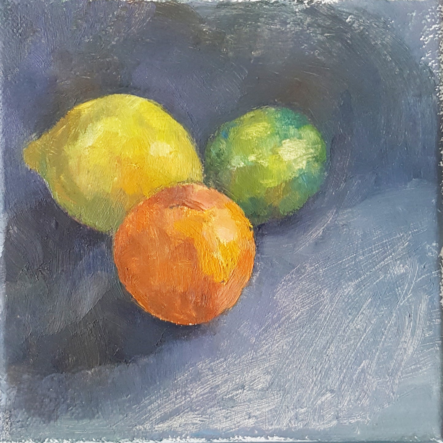 Citrus Still-life - Small Oil Painting On Canvas