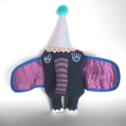 handmade textile art elephant doll