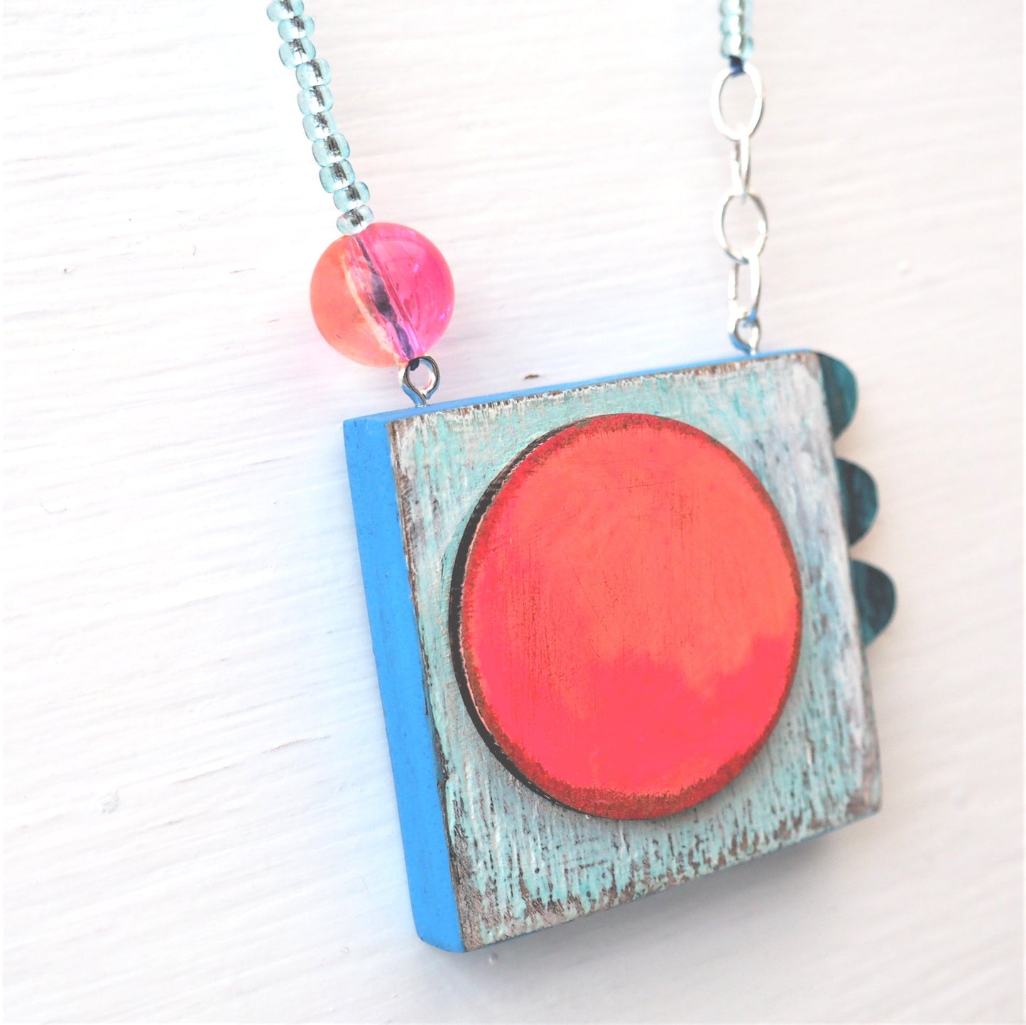 Big Sun - Handmade Wooden Pendant Necklace