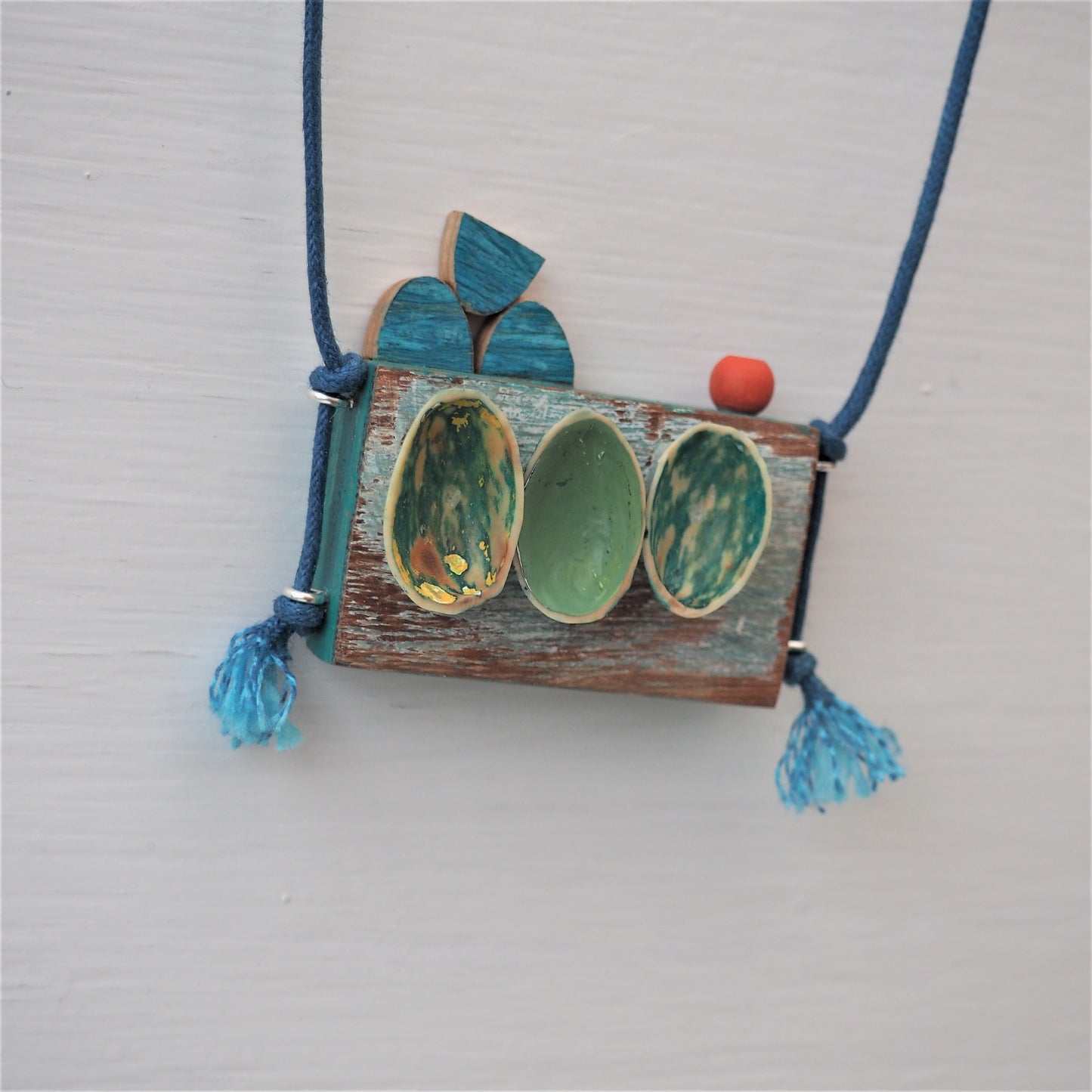 Harbour Scene - Handmade Wooden Pendant Necklace