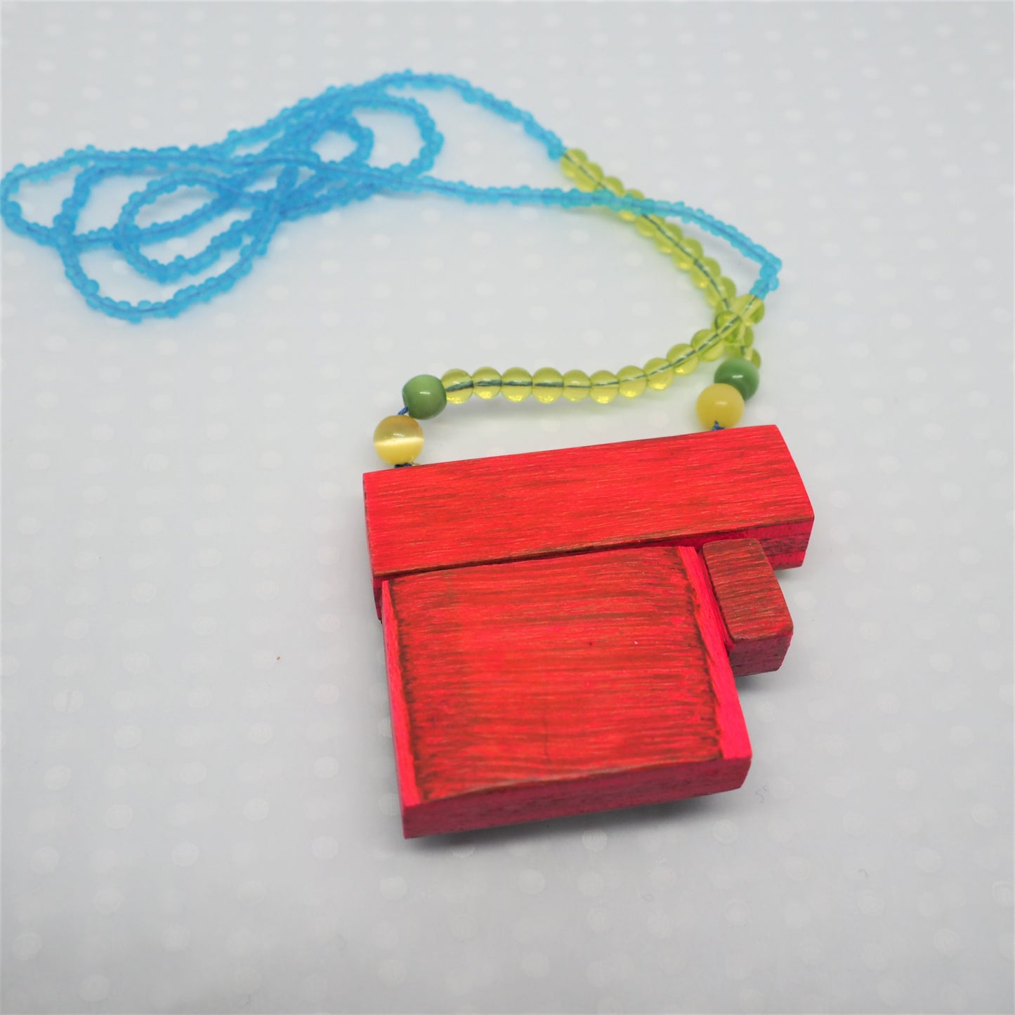 Handmade Mixed-Media Wooden Pendant Necklace