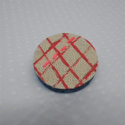 Handmade Printed Linen and Cork Brooch - Net Design - Batch 1 Number 4